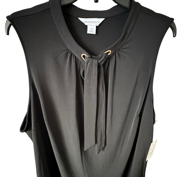 NWT Liz Claiborne Plus Womens Split Tie Neck Sleeveless Blouse 1X 16-18 - Picture 2 of 11